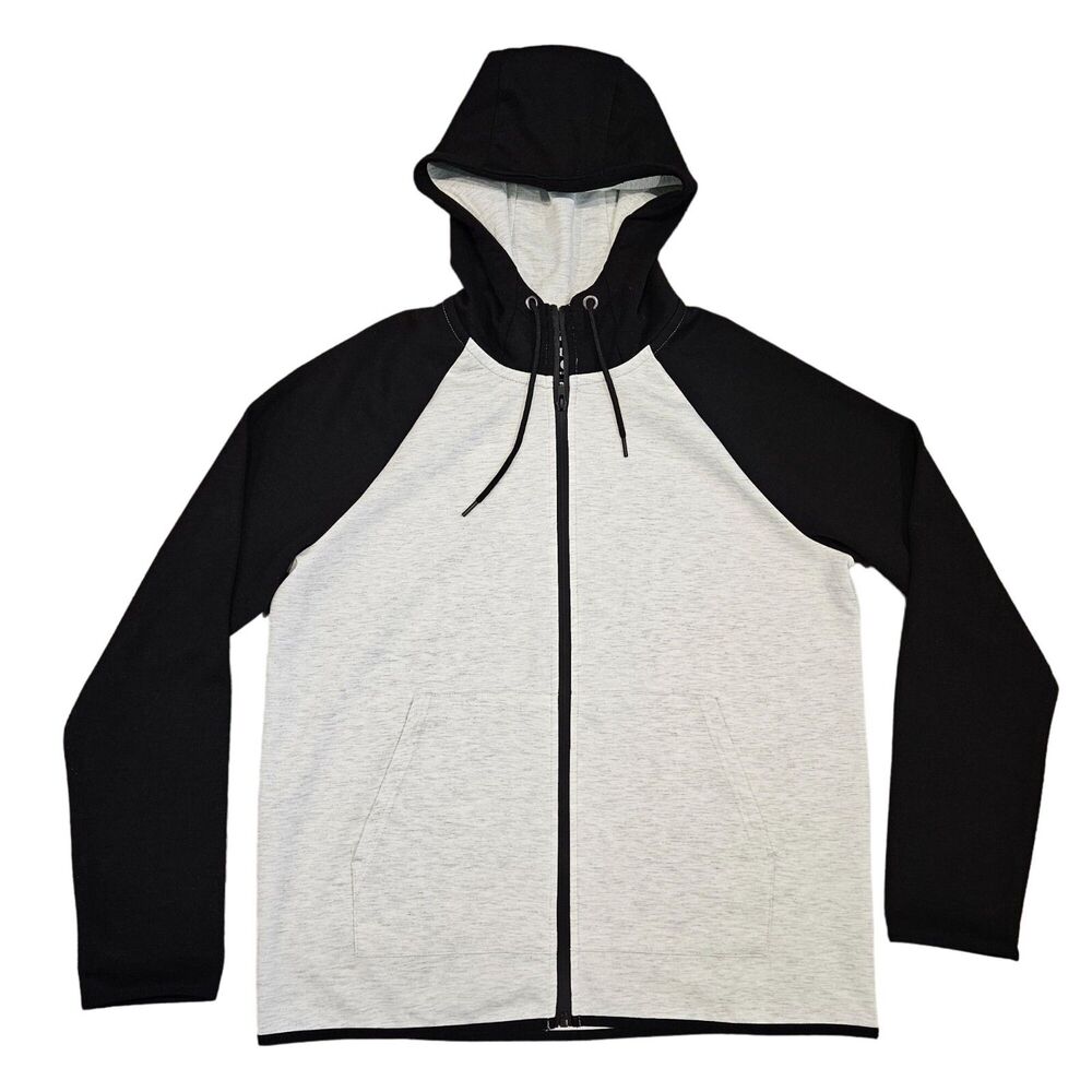 Aeropostale Men's Long Sleeve Front Zip Jacket Black Gray Size Large Poly Blend